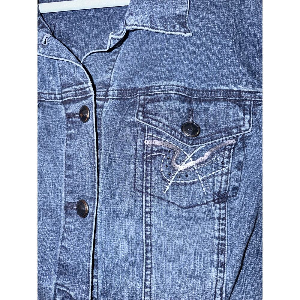 Vintage Dressbarn plus size 2X blue jean denim jacket cotton ramie blend stretch - Picture 5 of 8